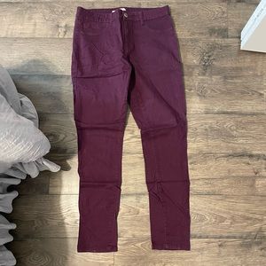 Burgundy skinny jeans